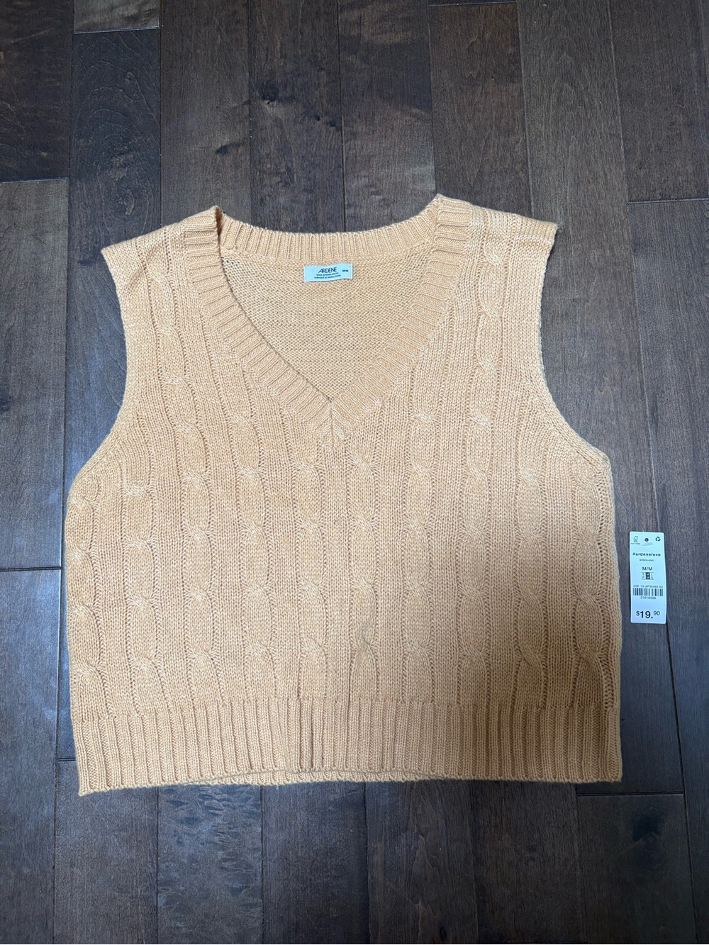 Ardene Cable Knit V-Neck Sweater Vest - Yellow